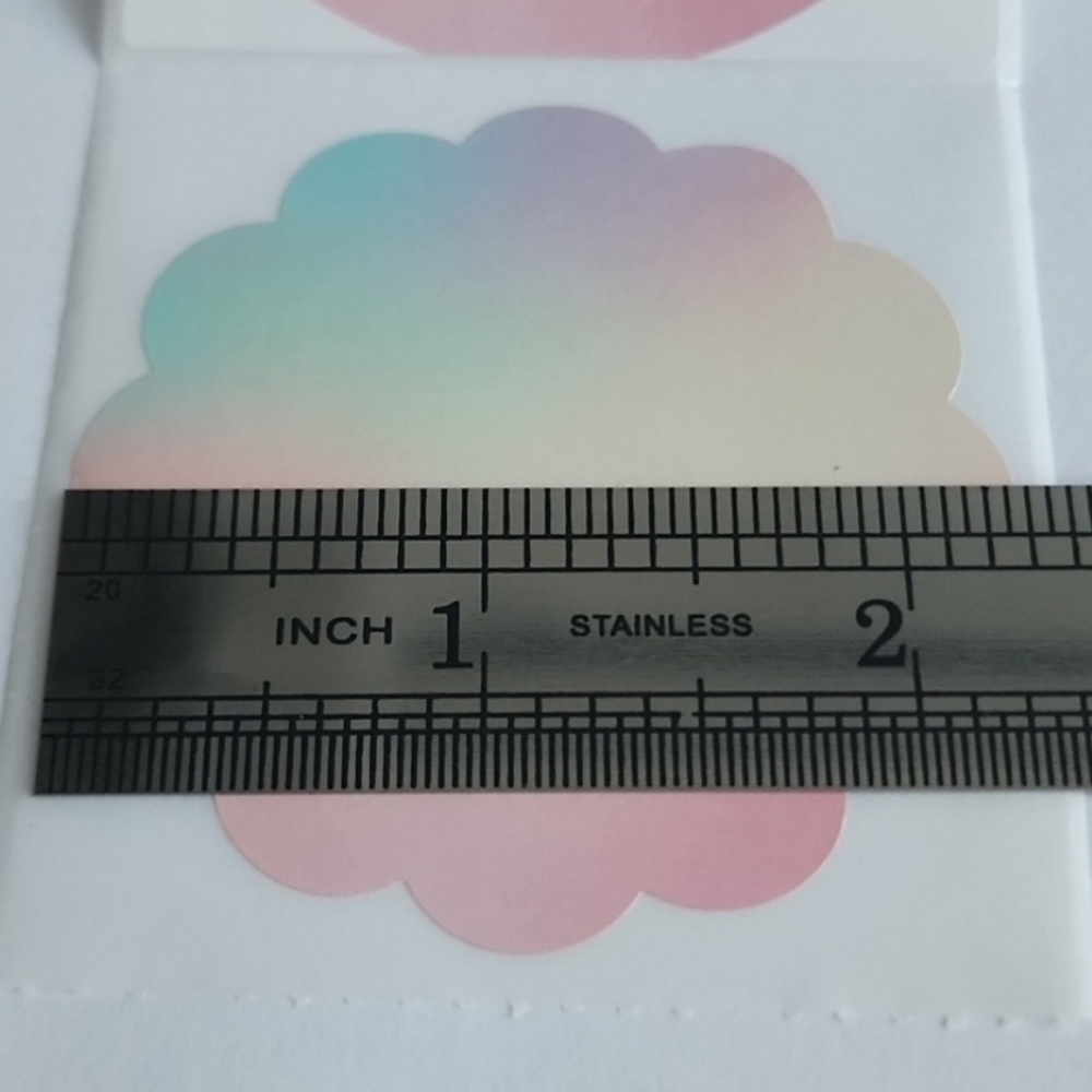 50 Thank you Stickers Thermal Scalloped flowers Glossy - Picture 3 of 5